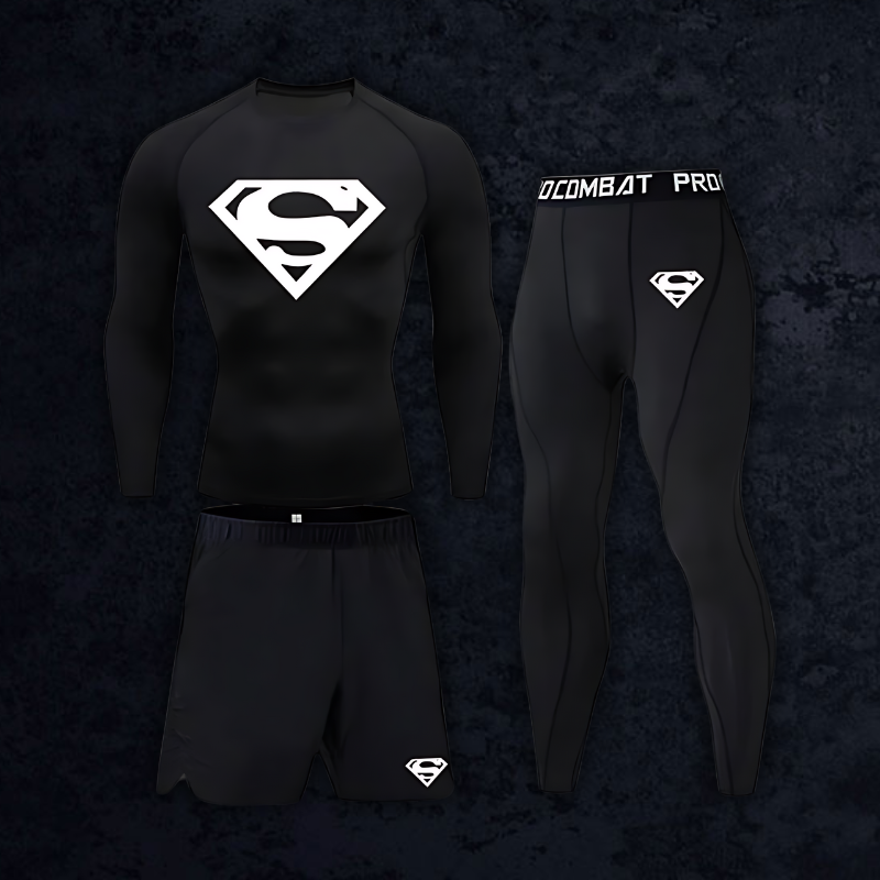 GymBreaker Superman Long Sleeve Compression 3-Piece Set