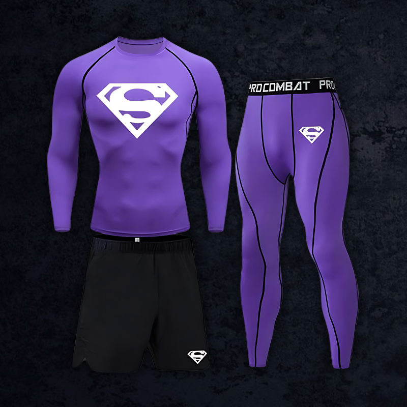 GymBreaker Superman Long Sleeve Compression 3-Piece Set