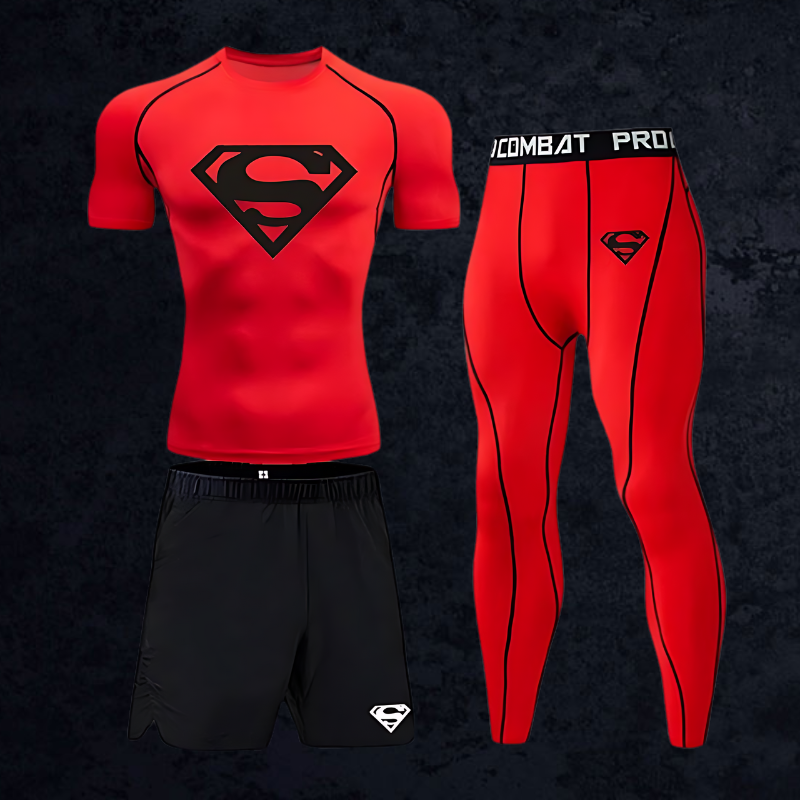 GymBreaker Superman Shirt Compression 3-Piece Set