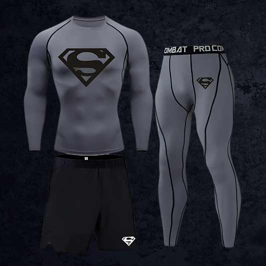 GymBreaker Superman Long Sleeve Compression 3-Piece Set