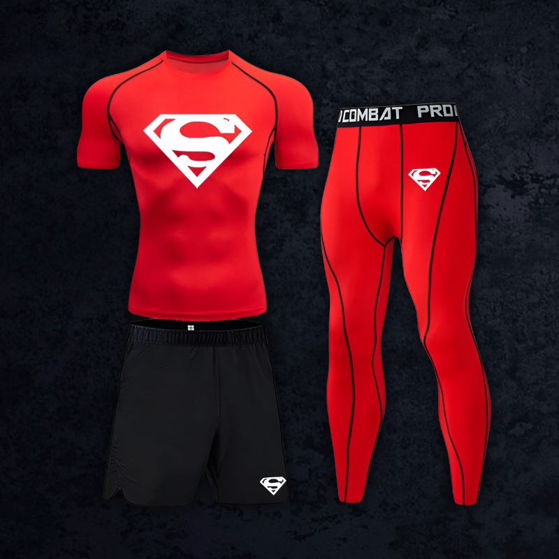 GymBreaker Superman Shirt Compression 3-Piece Set