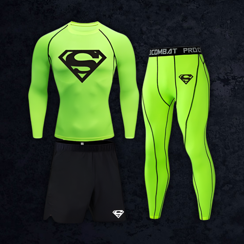 GymBreaker Superman Long Sleeve Compression 3-Piece Set