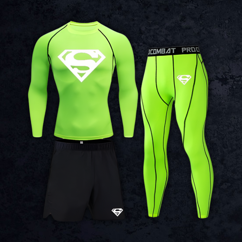 GymBreaker Superman Long Sleeve Compression 3-Piece Set