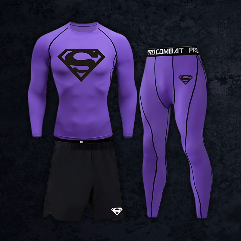 GymBreaker Superman Long Sleeve Compression 3-Piece Set