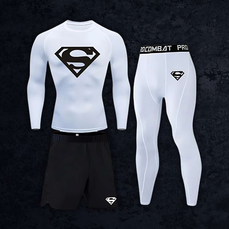 GymBreaker Superman Long Sleeve Compression 3-Piece Set