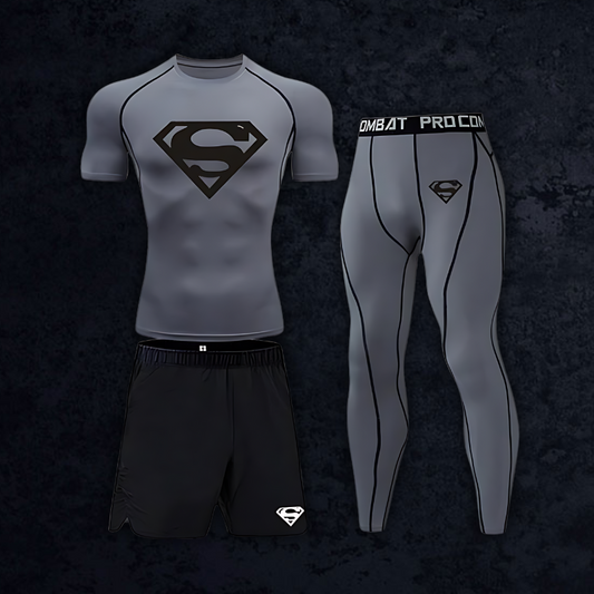 GymBreaker Superman Shirt Compression 3-Piece Set