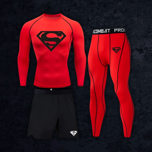 GymBreaker Superman Long Sleeve Compression 3-Piece Set