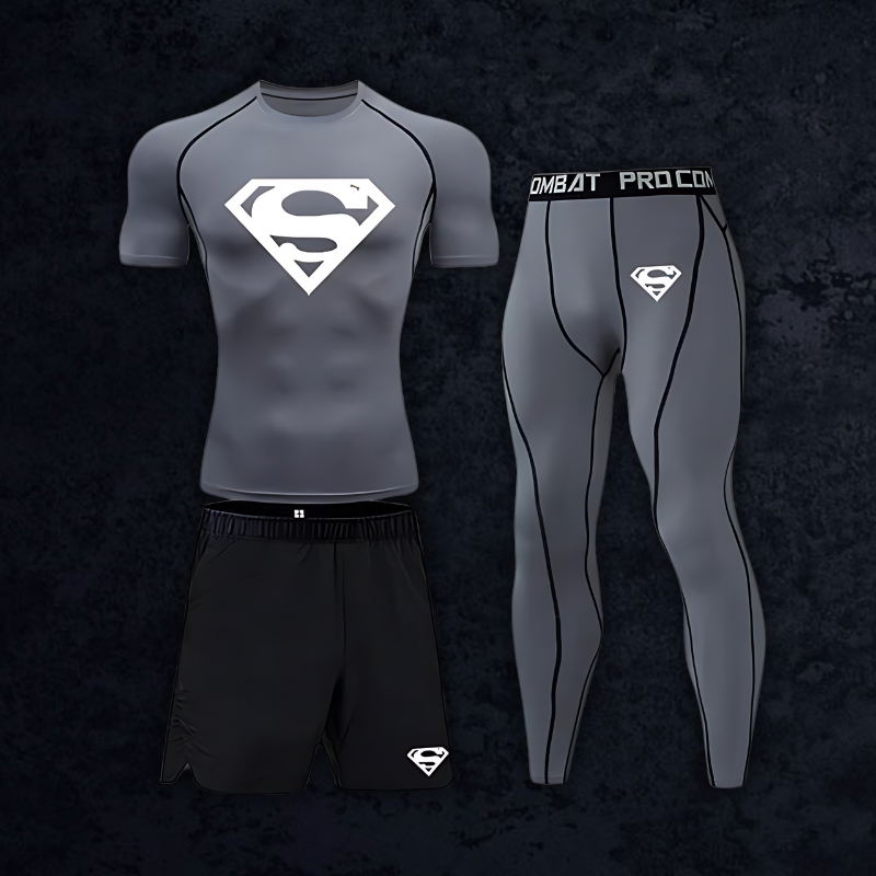 GymBreaker Superman Shirt Compression 3-Piece Set