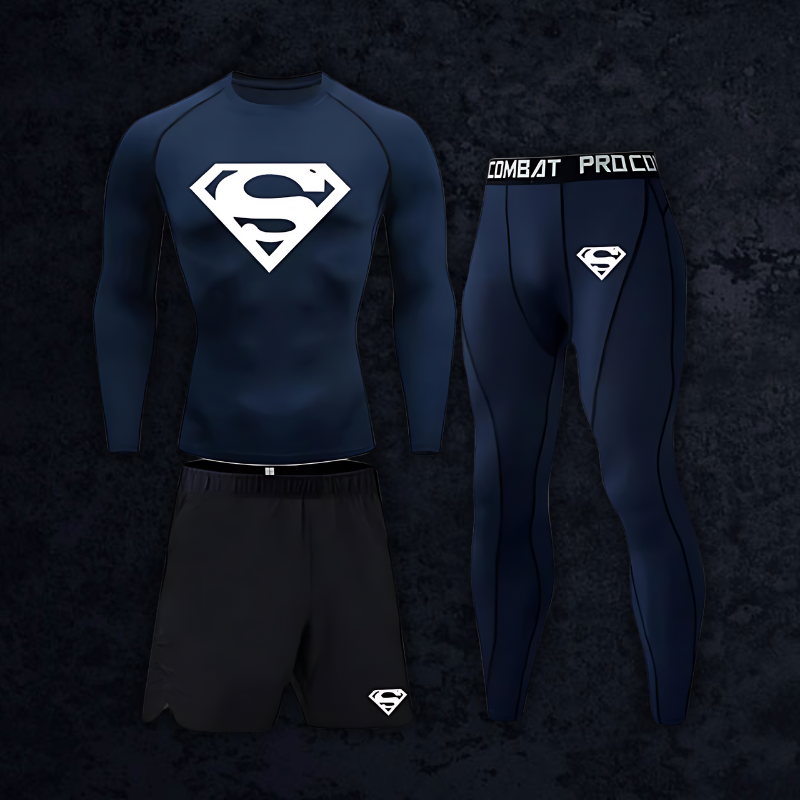 GymBreaker Superman Long Sleeve Compression 3-Piece Set